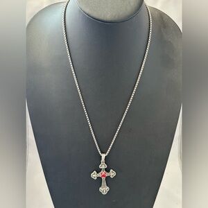 EVBEA Gothic Cross with Red Crystal